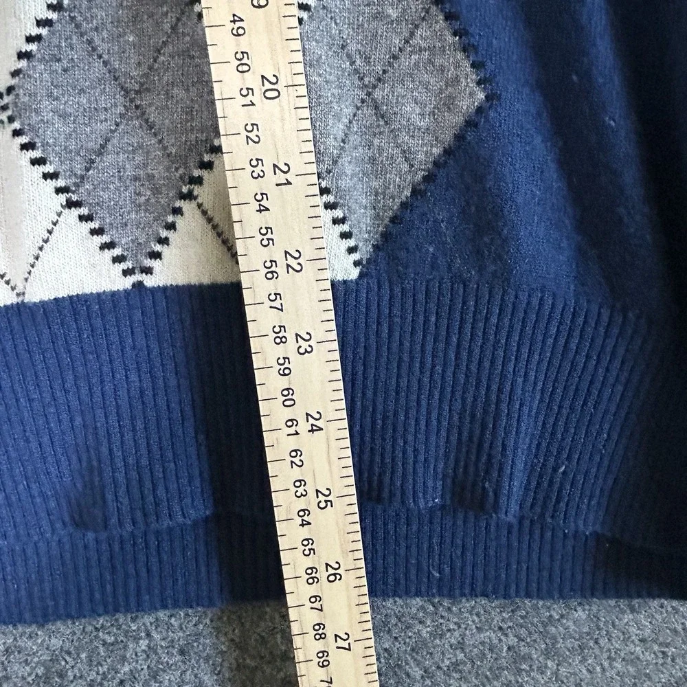 Banana Republic Wool/Cashmere Blend Argyle Sweater - Medium - Blue V-Neck Soft ✨